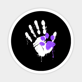 High Five Hand Print With Purple Paw Print On Purrsday Magnet